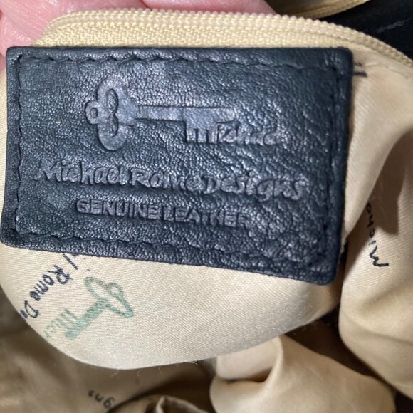 Womens Michael Rome Designs‎ Black Leather Paper Bag Hobo Purse 12 x 14 x 4" - Picture 8 of 11